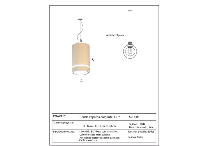 Tienda zapatos colgante 1 luz