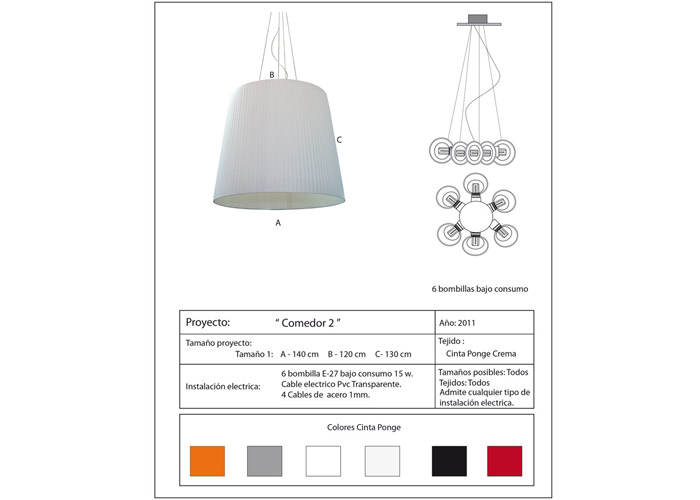 Comedor pantalla cónica plisada