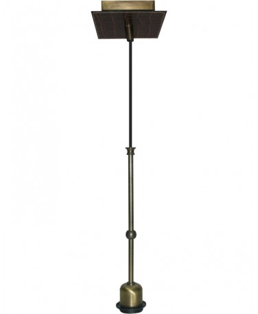 Colgante 1 Luz Con Floron Forrado En Piel Marron Y Embellecedor De Hierro