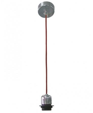 Colgante 1 Luz Con Florón Redondo Cable Textil