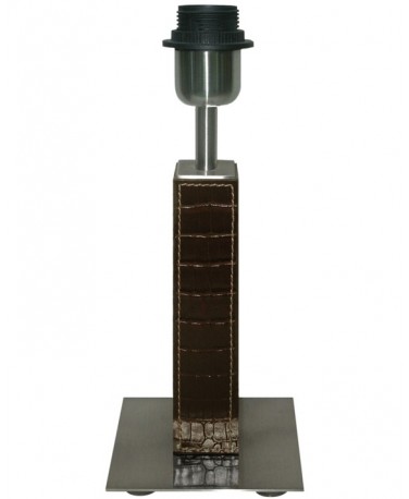 Sobremesa De 28 Cm Rectangular Forrado En Piel Y Base Metalica De 12 Cm